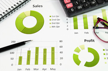 Reviewing sales and profit data.