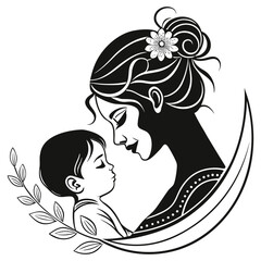 Elegant Mom and Baby Vector Design for Mother's Day