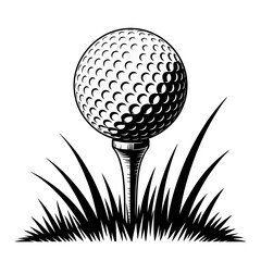 Vintage Woodcut Golf Ball Illustration A Black and White Design