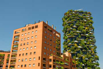 Skyscraper with trees on the terrace
