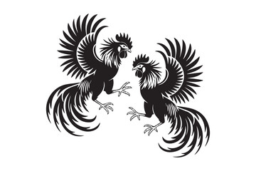 fighting roosters silhouette Vector