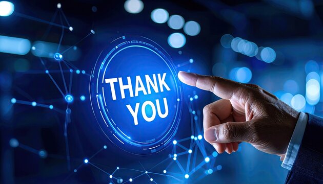 Hand touching digital thank you button (1)