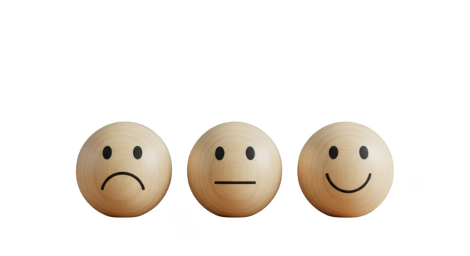 Wooden Emojis Feedback Review Rating