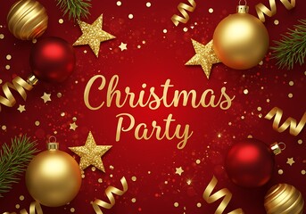 Christmas party with gold and red decorations