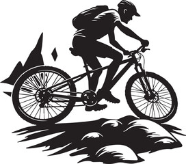 Obraz premium Bold Cyclist Silhouette on Mountain Path.