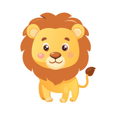 A illustration cartoon lion adorable.
