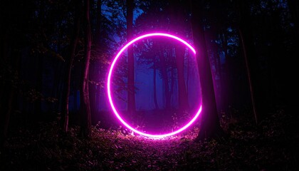 Neon circle in a dark forest (1)
