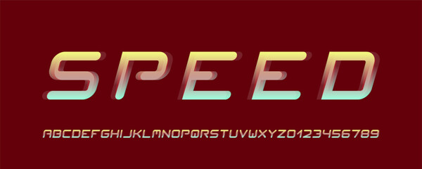 Gradient speed font with motion effect and italic style. Perfect for race themes, sports logos, and energetic design. Includes uppercase letters and numbers.