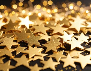 Golden stars on black background