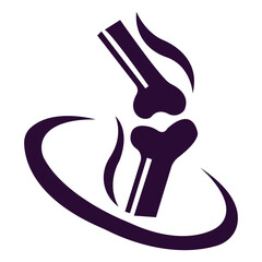 Knee joint bone health logo with protection variations in flat style