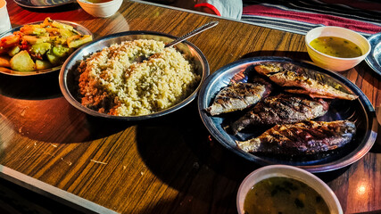 Arabian food. Egyptian dinner in the authentic arabian restaurant	