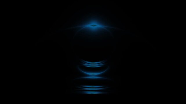 blau leuchtende Sicheln & Lichtb&ouml;gen &ndash; Futuristische Technologie, Wissenschaft & High-Tech in abstrakter Darstellung f&uuml;r Innovation, Datenfluss & Digitalisierung
