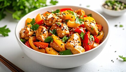 Chicken and bell pepper stir-fry