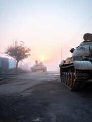 Misty Dawn on Abandoned Battlefield