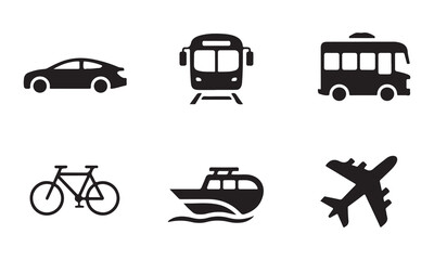 Naklejka premium Transportation Vehicle Glyph Icons for Logistics and Travel 