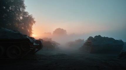 Ghostly Battlefield in Dense Fog