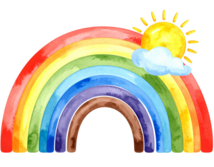 Rainbow and sun PNG transparent background