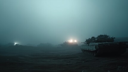 Battlefield Tanks in Eerie Fog