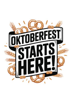 oktoberfest banner with pretzels and wheat clip art preview