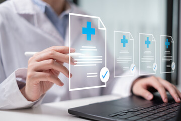 Professional healthcare worker doctor physician medical certificate report concept