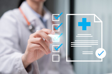 Professional healthcare worker doctor physician medical certificate report concept