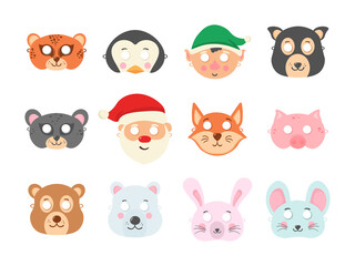 png flat face wild children animal vector costume party mask cartoon zoo funny decoration photobooth icon celebration holiday cute printable character design

