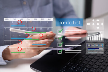 Professional entrepreneur businessman calendar schedule business strategy marketing improve sales performance goal success concept