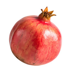 A Single Pomegranate Jeweltoned Perfection Against a Pristine White Background isolated on transparent baackground