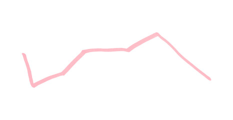 Pink ink pen line, underline, isolated on transparent background. Simple ink pen scribble effect. Suitable for business and school presentation design.