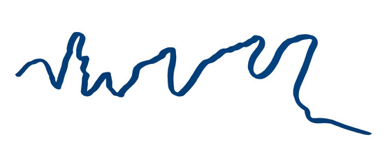 Blue ink pen line, underline, isolated on transparent background. Simple ink pen scribble effect, perfect for business and school presentation design.