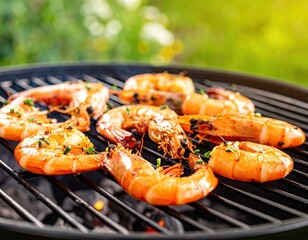 Grilled shrimp on a barbecue (1)