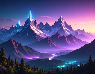 Mountain range at dawn
