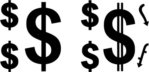 black flat Dollar symbol isolated on transparent background.Dollar icon for website,logo,app,UI. US dollar sign.
