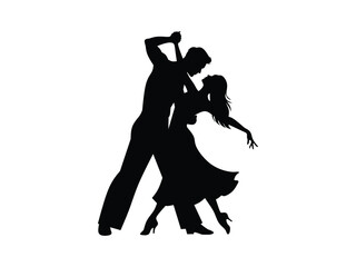 silhouette vector illustration of a man and woman dancing isolated with white background 
