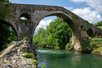 old bridge in cangas de onis in spain