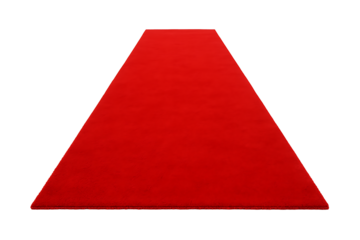 Red carpet runner perspective view isolated on transparent background