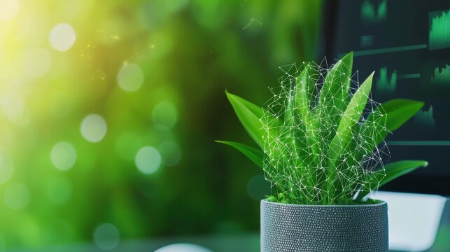 Office Intelligent Solution Technology AI powered software interface on a computer screen, futuristic office setting, represents automation and intelligent solutions - Powered by Adobe