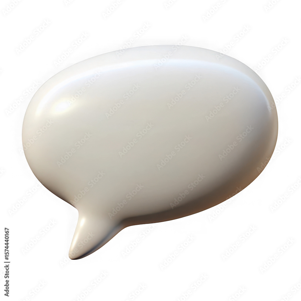Fototapete 3d rendered white chat bubble graphic element for communication and discussion isolated on transpare