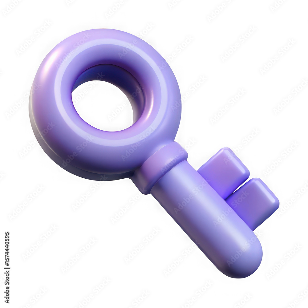 Fototapete a beautiful 3d rendered key in pastel purple color with modern and artistic design elements isolated