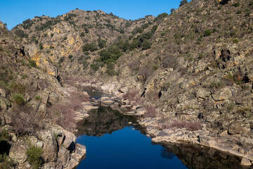 Rocky canyon and calm river in Central Portugal