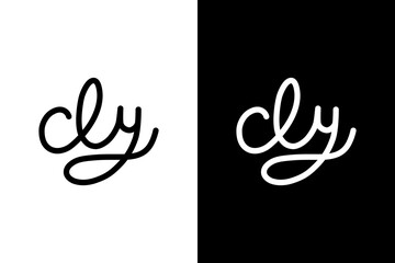 initial letter cly monogram logo black white color