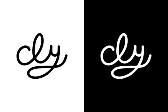 initial letter cly monogram logo black white color