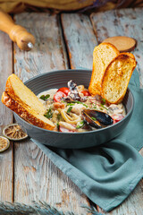 Soups with seasoning and herbs
