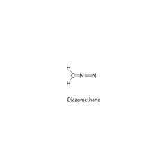 Diazomethane skeletal structure. Diazo compound compound schematic illustration. Simple diagram, chemical formula.
