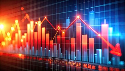 Financial chart with declining trends