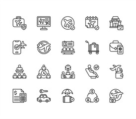 Business Travel editable stroke icon set.