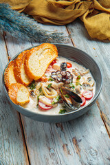 Soups with seasoning and herbs