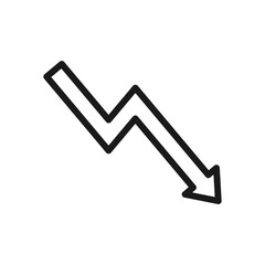 Vector illustration of a Down Chart in line style isolated in white background. Modern and minimalist chart illustration