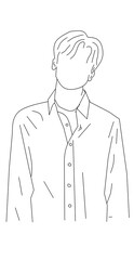 a boy wearing a shirt is standing 