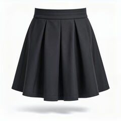 Elegant dark skirt with subtle pleats and minimalist design isolated on white background